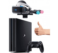 Sony PlayStation 4 Pro (1Tb) (CUH-7208B) + PlayStation VR + PlayStation Camera + 2 контроллера PS Move + игра VR Worlds | НОВАЯ
