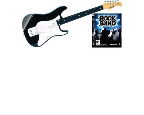 Игра PS3 (б/у): Rock Band + Деревянная полноразмерная гитара Guitar Wood  *diskont (б/у)