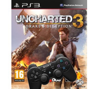 Игра PS3 (б/у): Uncharted: 3 Drake's Deception (Иллюзии Дрейка) Русская версия + Контроллер Dualshock 3 Wireless Black (Чёрный)  *diskont (б/у)