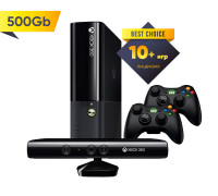 Xbox 360 E 500Gb + 2-й геймпад + KINECT + 10 игр