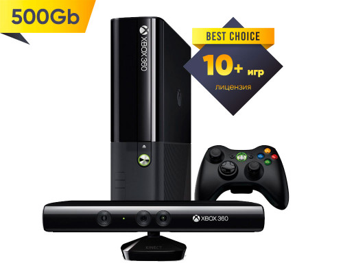 Xbox 360 E 500Gb + KINECT + 10 игр...