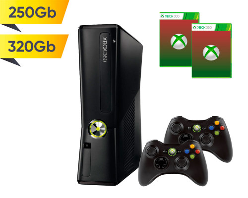 Xbox 360 Slim 250Gb-320Gb+ 2-й геймпад + 2 игры на выбор *diskont (б/у)