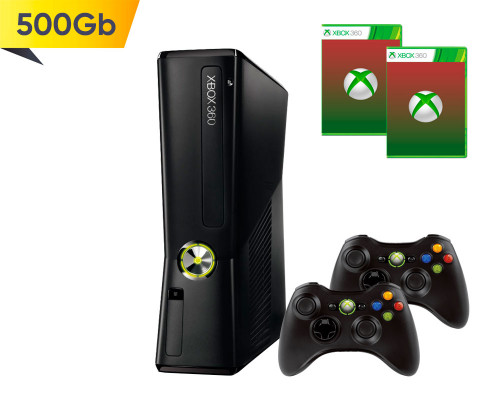 Xbox 360 Slim 500Gb+ 2-й геймпад + 2 игры на выбор *diskont (б/у)